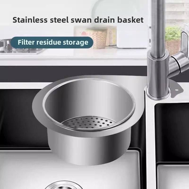 Stainless Steel Swan Drain Basket for Kitchen Sink – Fruit & Vegetable Washing Rack - Image 8