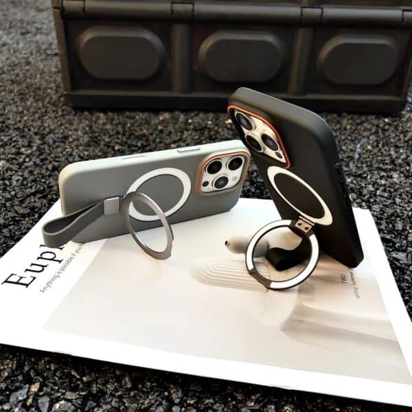 Magnetic Ring Holder Case with Lanyard Rope