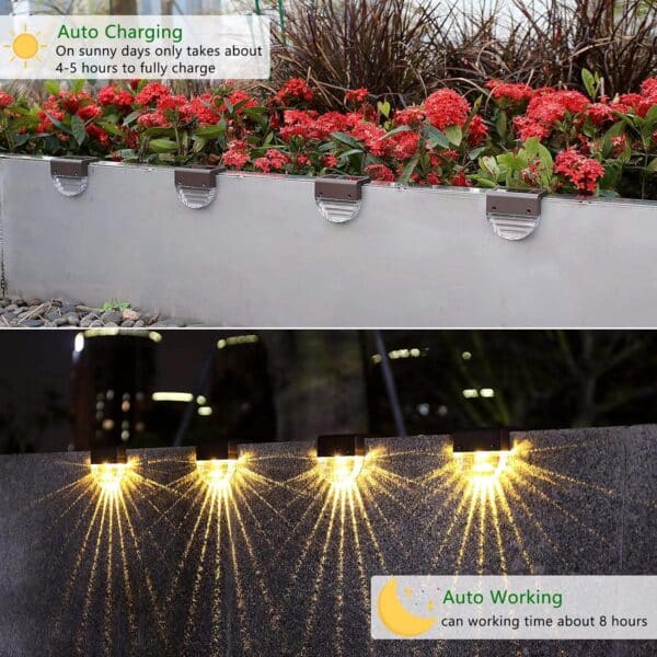 Raybwin IP65 LED Solar Deck Lights, Small Warm White Outdoor Lighting for Garden, Patio & Stairs - Image 9