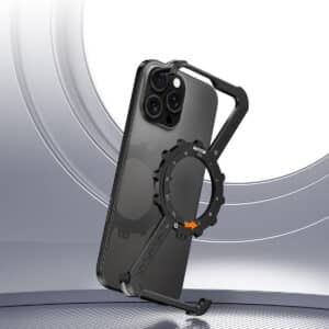Z-Type Magnetic Aluminum Alloy Kickstand Case for iPhone – Wireless Charging Metal Phone Cover