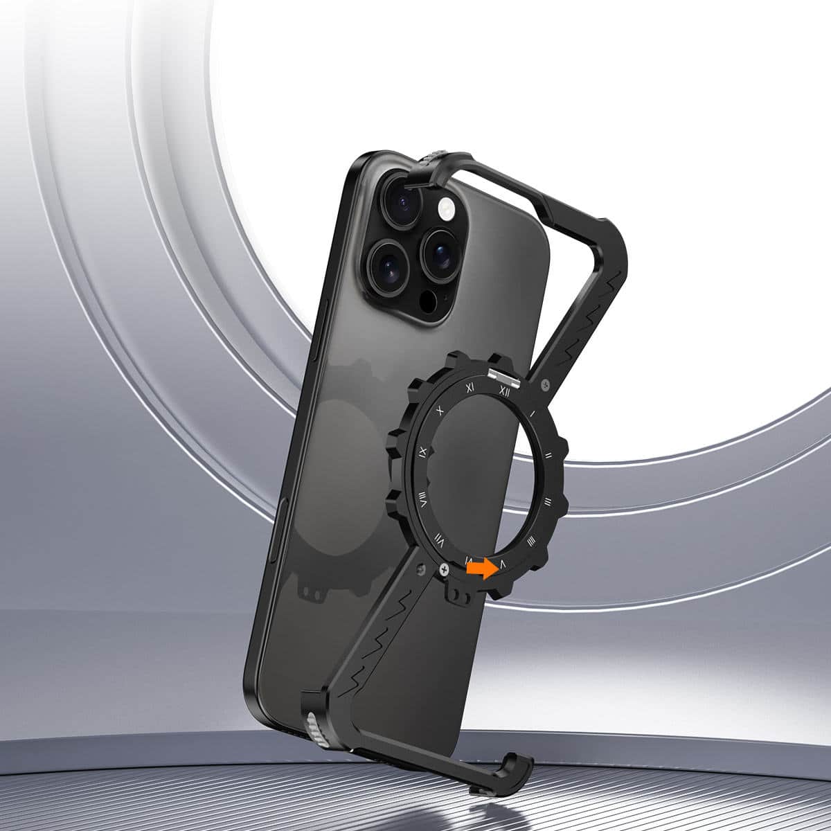 Z-Type Magnetic Aluminum Alloy Kickstand Case for iPhone – Wireless Charging Metal Phone Cover