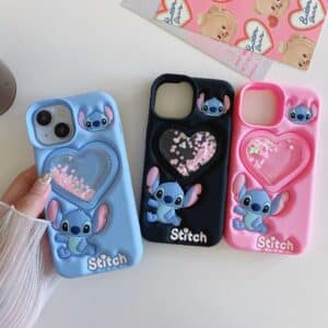 Shockproof 3D Stitch Heart Sequin Silicone Case for iPhone