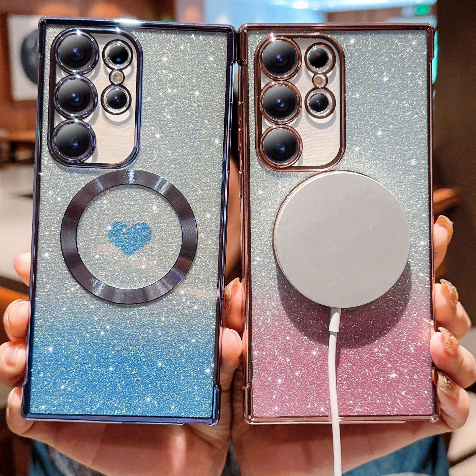 Luxury Gradient Glitter Love Heart Case for Samsung - Image 4