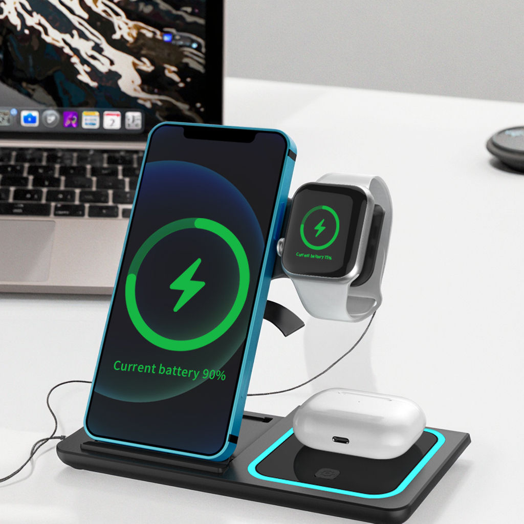 3-in-1 Foldable Wireless Charger – LED Fast Charging Dock for Mobile, iWatch & AirPods - Image 6