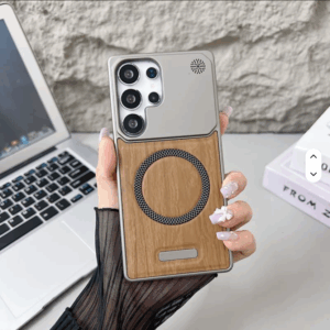 Hot Selling Wood Pattern Magnetic Shockproof Hard Case for Samsung Galaxy S22 /S23/S24/S25 Ultra