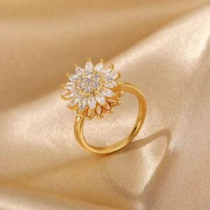 Sunflower Ring, Rotatable Punk Design