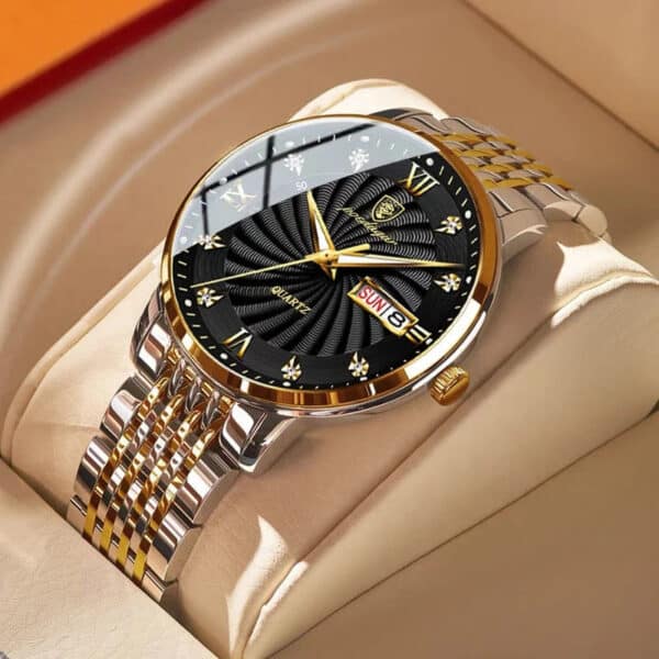 Men's Gold Stainless Steel Quartz Watch - Waterproof & Stylish - Image 2