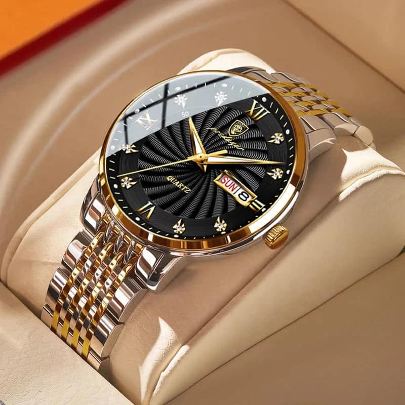 Men's Gold Stainless Steel Quartz Watch - Waterproof & Stylish - Image 2