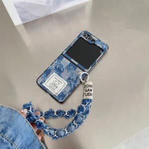 Samsung Z Flip 3/4/5 Denim Tassel Phone Case with Wrist Chain