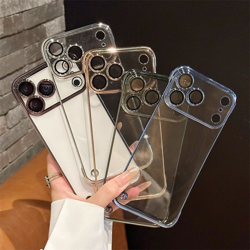 Factory Super Slim Crystal Clear Electroplating Frameless PC Phone Case for iPhone - Image 5