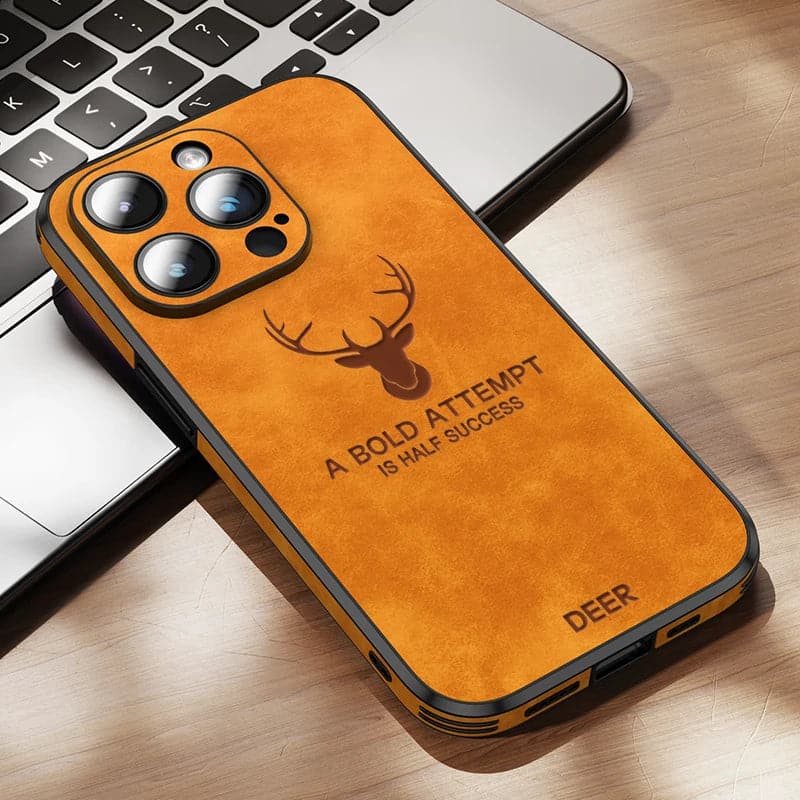 Premium Leather Silicone Case for iPhone .