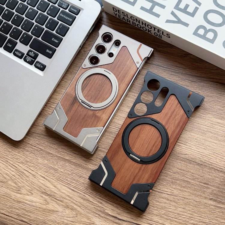 Luxury Magnetic Aluminum Wood Case for Samsung Galaxy S25/S24/S23/S22 Ultra - Image 2