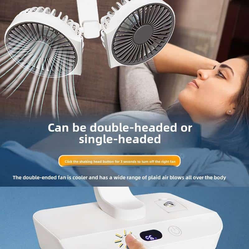 Portable Mini USB Rechargeable Fan – Dual-Head 360° Desktop & Handheld Fan for Car and Home - Image 2