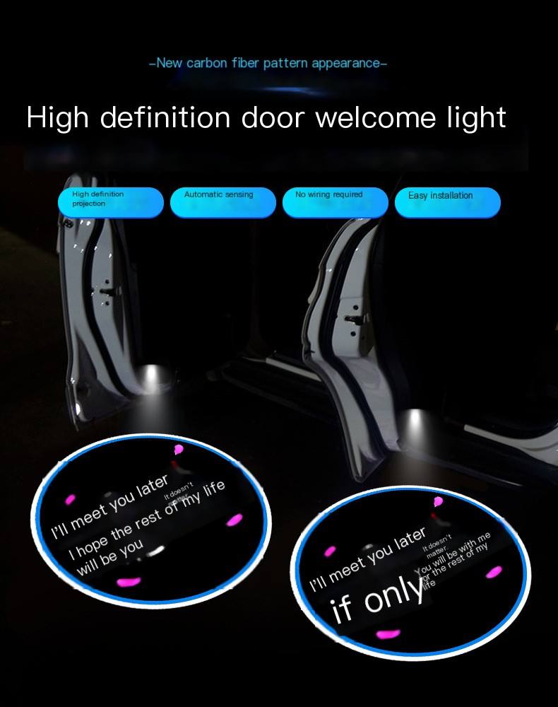 1 Pcs ABS Carbon Fiber Black Smart Car Door Welcome Light – HD Wireless Infrared Projection - Image 4
