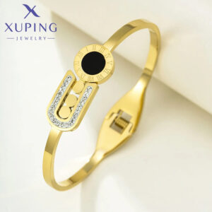 Elegant Gold Plated Zircon Bangles for Women 14k Stainless Steel