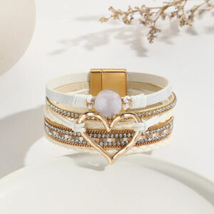 Bohemian Multi-Layer Heart Leather Bracelet for Women