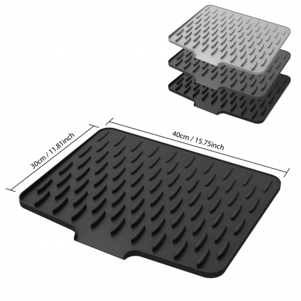 Multifunctional Silicone Dish Drying Mat with Built-In Drain Lip – Portable & Durable Kitchen Pad