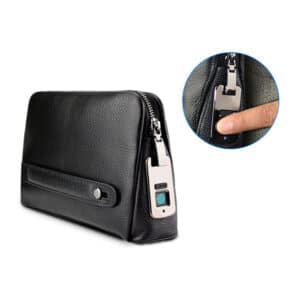 Men’s Genuine Leather Handbag with Fingerprint Lock – Designer Anti-Theft Briefcase & Wallet