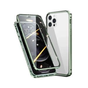 Magnetic Metal Frame Glass Case for iPhone
