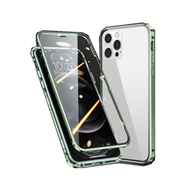 Magnetic Metal Frame Glass Case for iPhone