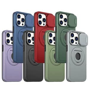 Magnetic iPhone Case with Rotating Ring Holder and Lens Cover