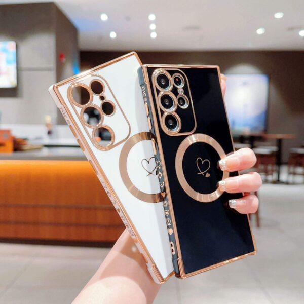 Cute Love Heart Magnetic Charging Case – Soft Silicone Shockproof Cover - Image 4