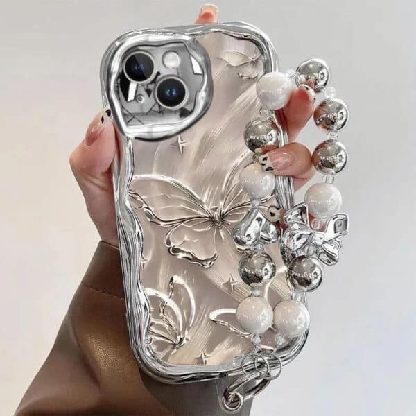 PH033 Advanced Retro Metal butterfly  for iPhone 16 Promax Phone case for 15Pro /15 Plus Female 15Promax Soft Cover Trendy