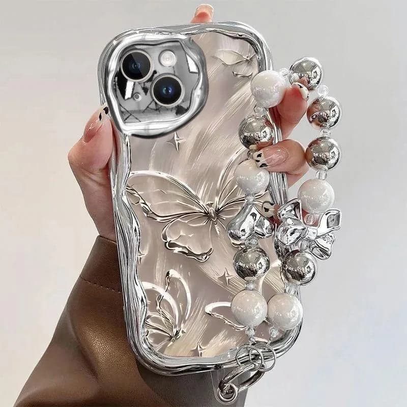 PH033 Advanced Retro Metal butterfly  for iPhone 16 Promax Phone case for 15Pro /15 Plus Female 15Promax Soft Cover Trendy