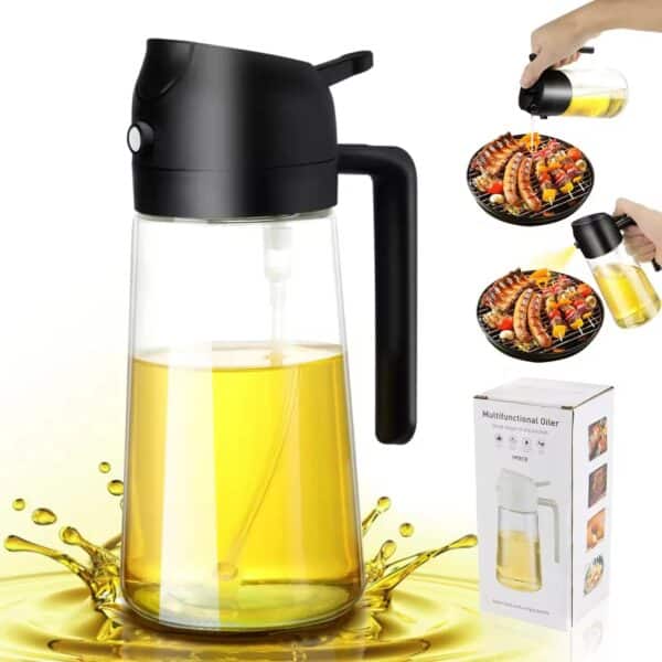 Olive Oil Spray & Pour Bottle 470ml Black Glass for Cooking - Image 2