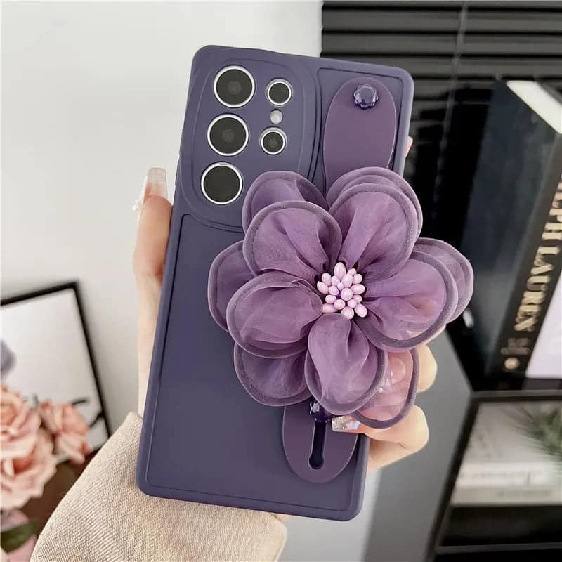 Samsung Galaxy  Floral Wrist Strap Silicone Case