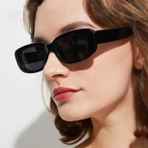 Women's Retro 90s UV400 Rectangle Sunglasses - Blue/Red Frames