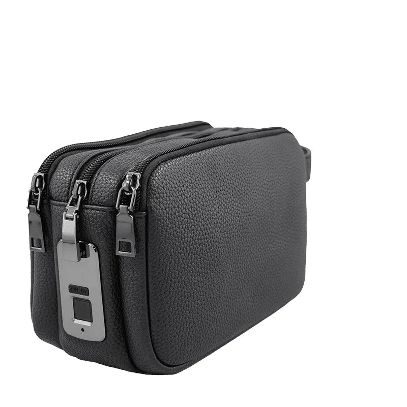Men's Vintage Leather Business Clutch Bag with Zipper