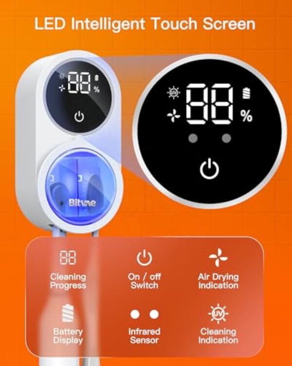 UV Light Toothbrush Sterilizer & Holder, Portable Rechargeable with Automatic Drying Fan - Image 4