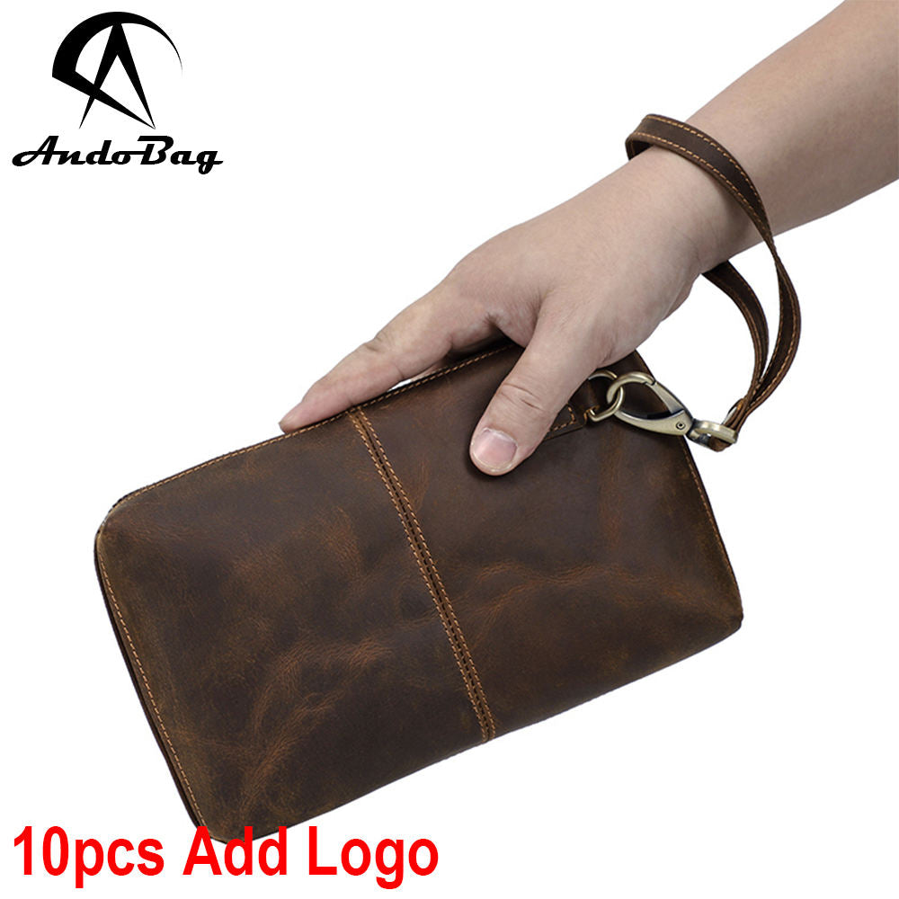 AndoBag Men’s Genuine Cow Leather Clutch Bag – RFID Blocking Long Wallet & Travel Wrist Purse - Image 6