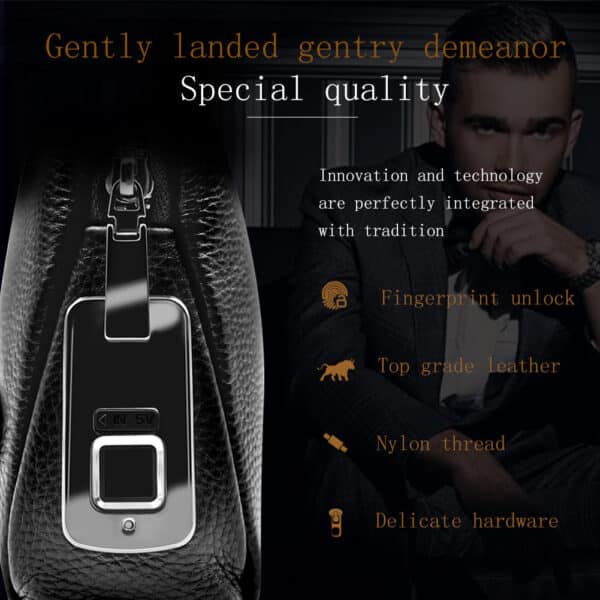 Men’s Genuine Leather Handbag with Fingerprint Lock – Designer Anti-Theft Briefcase & Wallet - Image 5