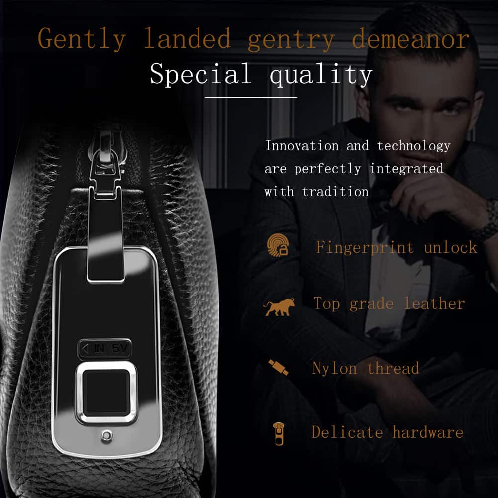 Men’s Genuine Leather Handbag with Fingerprint Lock – Designer Anti-Theft Briefcase & Wallet - Image 5