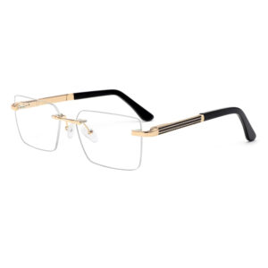 Black Rimless Metal Eyeglasses Frames