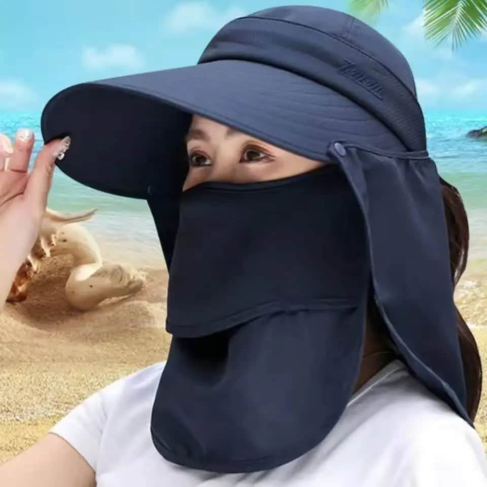 Women's UV Protection Sun Hat with Face Cover - Image 5
