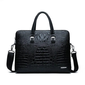 Men's Crocodile Pattern PU Leather Briefcase Bag