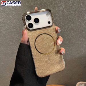 Gold Wire Brocade Magnetic Case for iPhone 17 Series💚