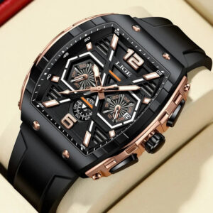 LIGE Men's Luminous Waterproof Quartz Chronograph Watch