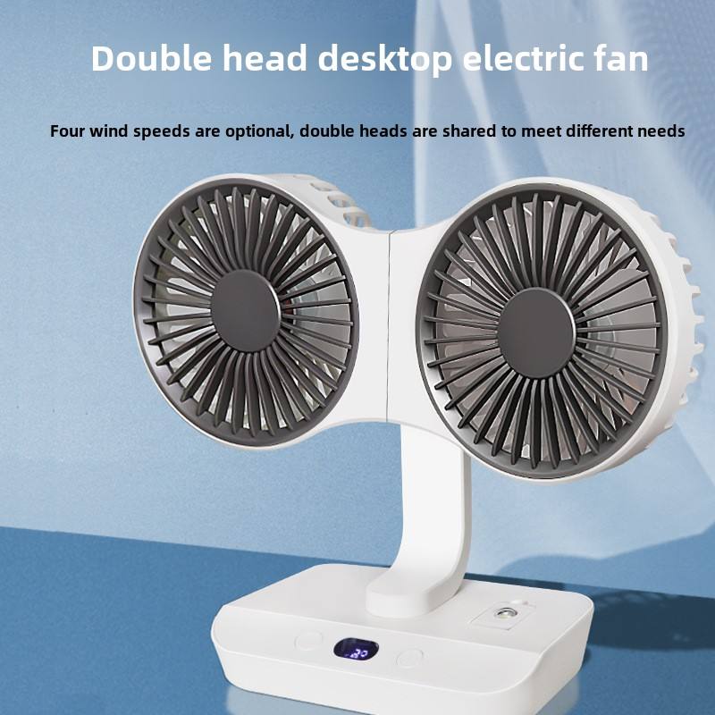 Portable Mini USB Rechargeable Fan – Dual-Head 360° Desktop & Handheld Fan for Car and Home - Image 3