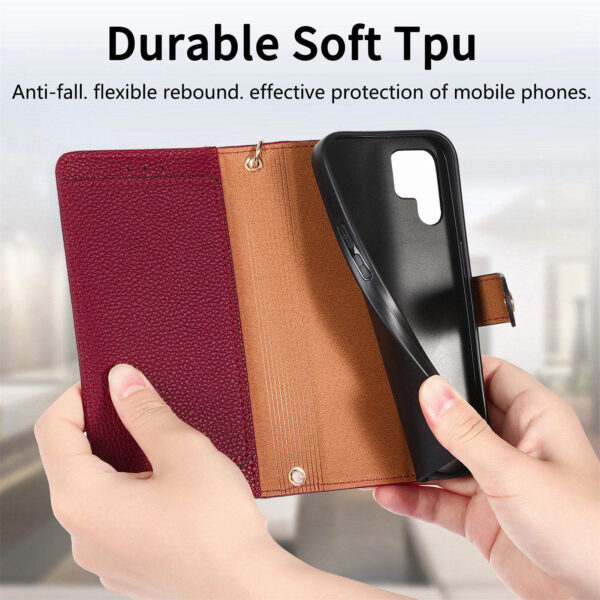 Luxury Heart Design Flip Leather Wallet Case for Girls – Card Holder & Book Style Cover for Mobile Phone - Image 3