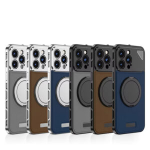 Magnetic Leather Phone Case for iPhone with Lens Protection