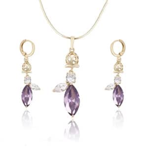 Xuping 14k Gold Plated Zircon Bridal Jewelry Set for Women