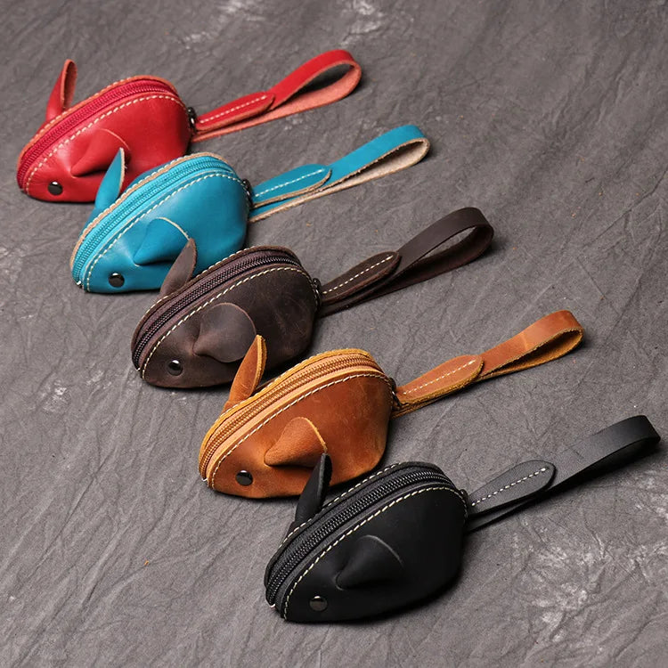 Kids' Leather Mouse Coin Purse & Key Bag