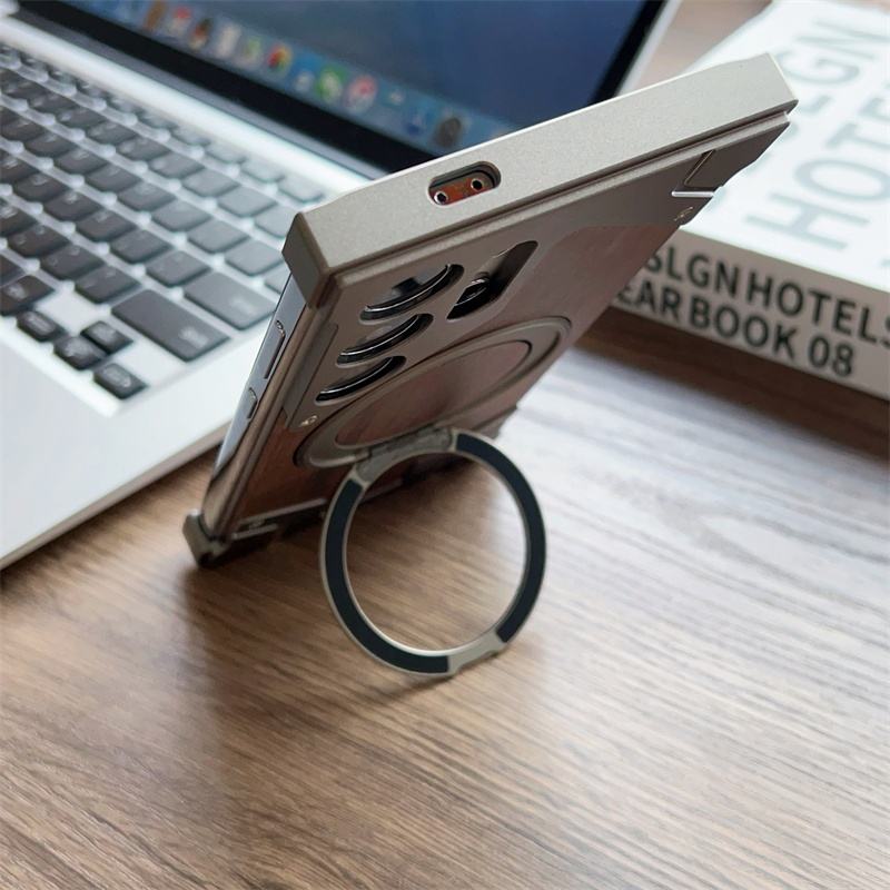 Luxury Magnetic Aluminum Wood Case for Samsung Galaxy S25/S24/S23/S22 Ultra - Image 6