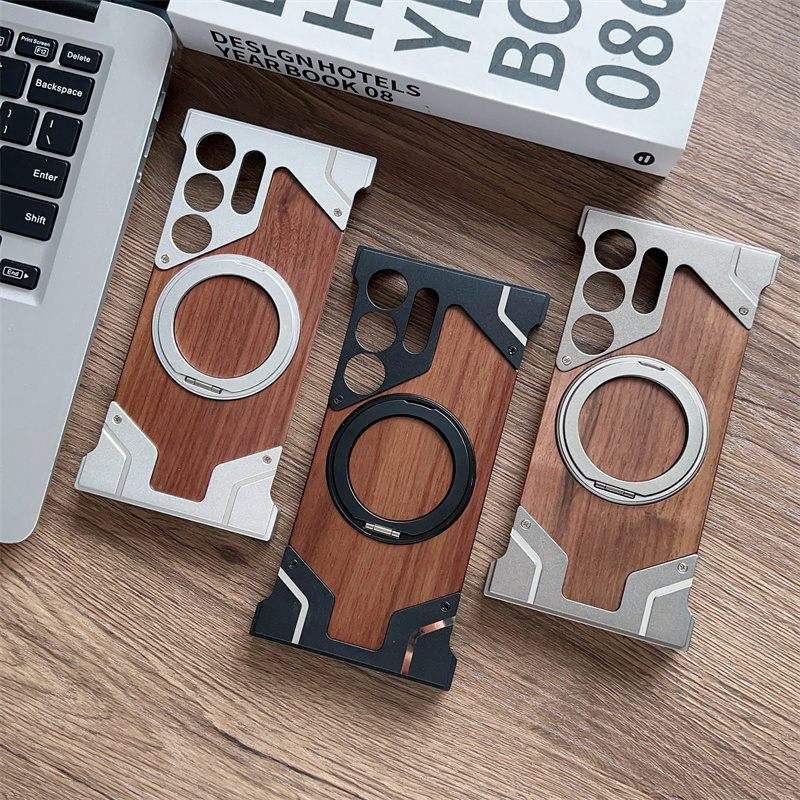 Luxury Magnetic Aluminum Wood Case for Samsung Galaxy S25/S24/S23/S22 Ultra - Image 3