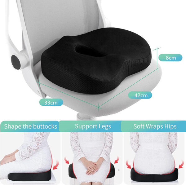 Ergonomic Orthopedic Butt Cushion – Memory Foam Support for Office Chair, Car Seat & Stress Relief - Image 3