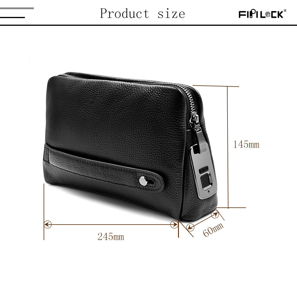 Men’s Genuine Leather Handbag with Fingerprint Lock – Designer Anti-Theft Briefcase & Wallet - Image 4
